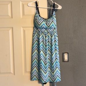 Never been worn. Blue chevron sun dress.